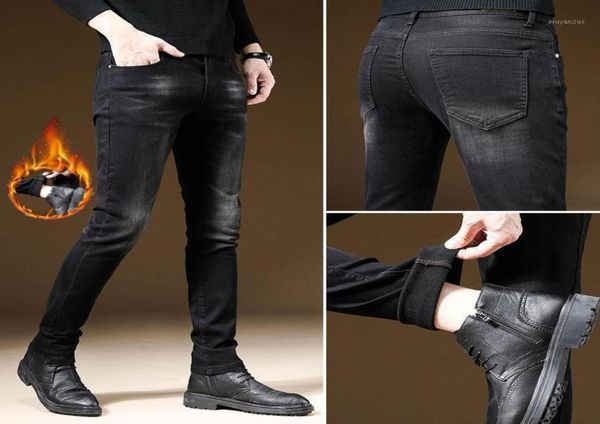

men039s jeans velvet thin elastic winter pants men man jens pant for denim mens streetwear fashion7581566, Blue