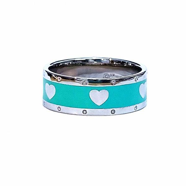 

versatile tiffay s925 sterling silver blue enamel love ring net red matching couple six heart circle r4ws