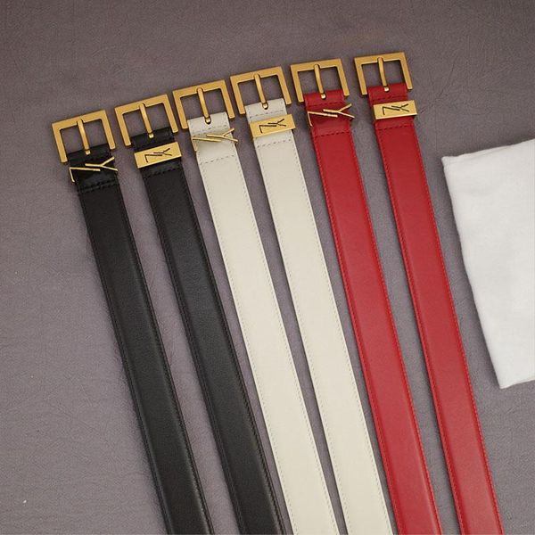 

man woman belt genuine leather belts designer 3.0cm width leisure smooth buckle 3 color 6 models options, Black;brown
