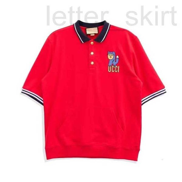 

men's polos designer the correct version of the g family small raccoon patch cotton polo shirt gu short sleeved g color contrast stripe, White;black