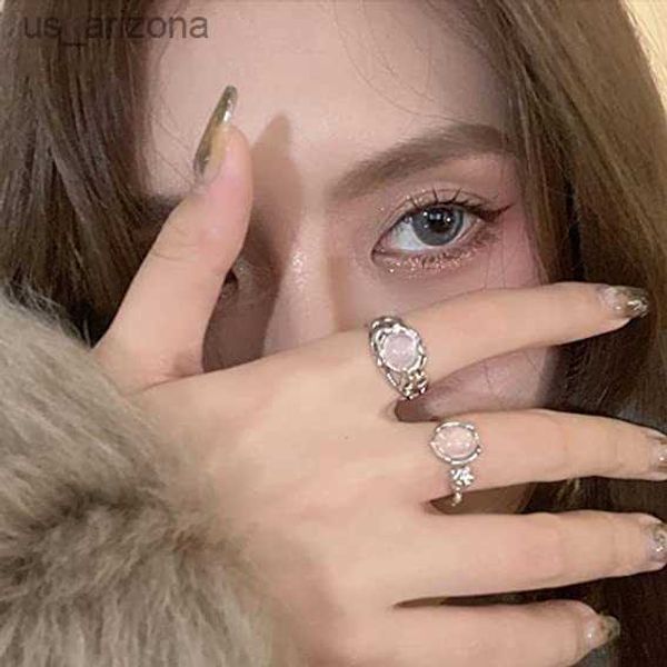

new fashion trend moonlight stone inlaid ring light luxury opening ring jewelry adjustable ring engagement rings for women l230620, Silver