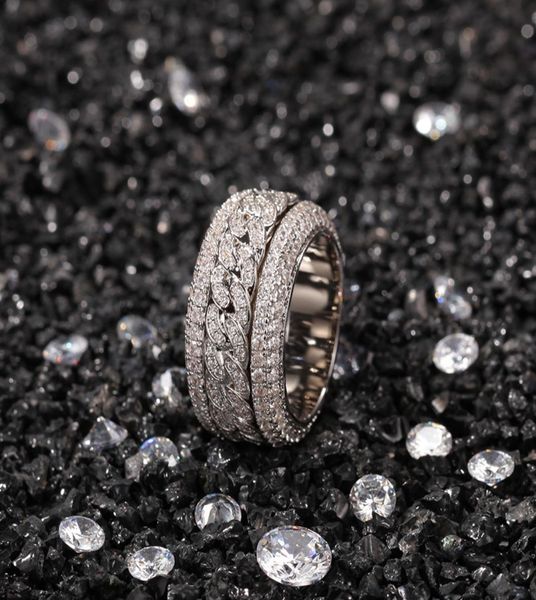 

rotatable cuban ring fashion hip hop jewelry mens gold silver diamond iced out rings4632923