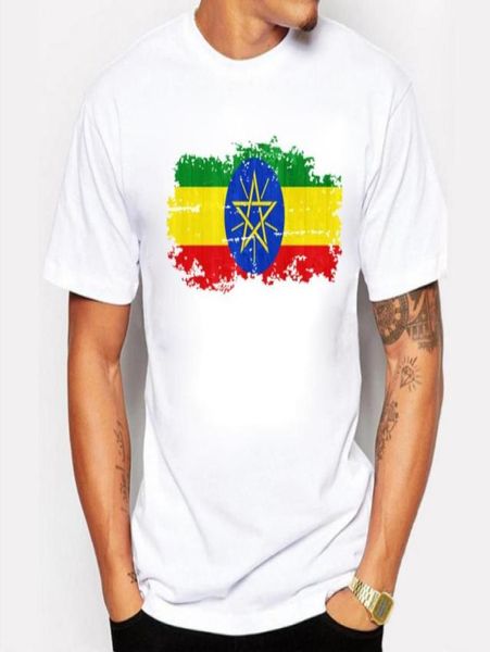 

hip hop tshirt men summer tee shirt ethiopia nation flag nostalgic style brand casual t shirt42072893081553, White;black