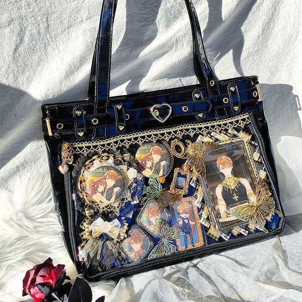 

evening bags haex lolita women's bag trend subculture patent leather ita female fashion diy harajuku aesthetic tote bolso mujer 230810