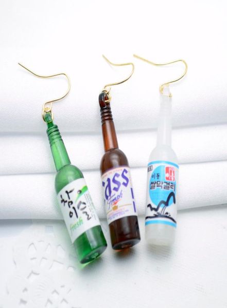 

2018 new personalized beer bottle shaped drop earring acrylic harajuku sake earrings allergy jewelry designer ear rings3339171, Golden