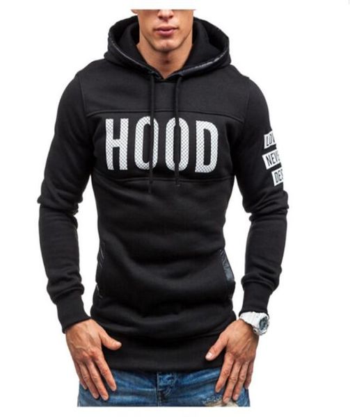 

active sportswear hooded sweatshirts hood letter print slim british pollover hoodies mens gym casual fashion long sleeved hoodies 8181063, Black