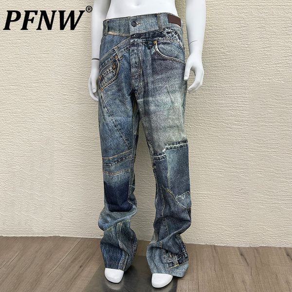 

mens jeans pfnw autumn vintage spliced flare irregular niche high street y2k hiphop kkop straight trend slim 28a3589 230809, Blue