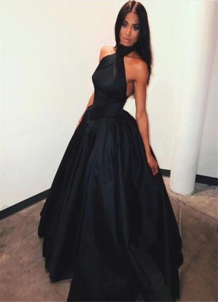 

new designers off shoulder black prom dresses 2019 halter backless ball gown evening dresses pleated vestido de fiesta formal9620943, Black;red
