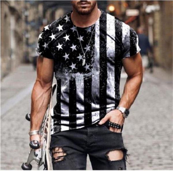 

national flag tough guy flag men039s tshirts graphic optical illusion short sleeve party street punk goth crew neck summer7056607, White;black