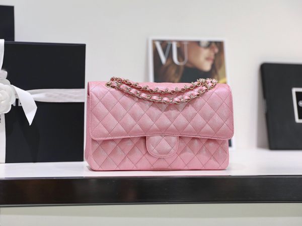 

10a crossby shoulder bag women's quality double flap bag designer 25cm real leather caviar lambskin classic all black purse quilted han