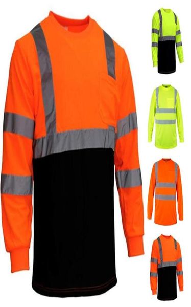 

men039s tshirts shirts for men high visibility reflective tshirt long sleeves safety shirt hi vis workwear t work women9366690, White;black