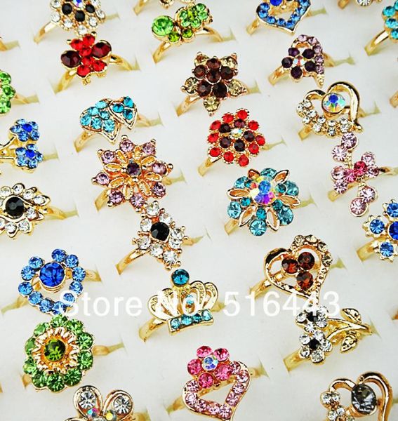 

30pcs czech rhiensotnes fashion mix style womens rings adjustable whole jewelry lots a1752004899, Golden;silver