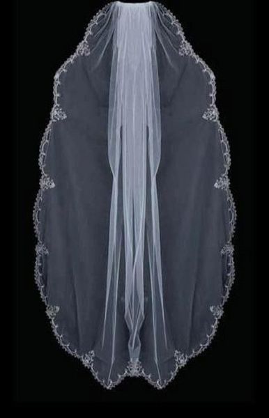 

silver embroidery edge beads drop pearls rhinestones wedding veil 0445669575