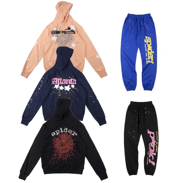 

sp5der hoodie spider hoodie pink hoodie graphic designer hoodies puff print sweatpants set thickened terry cloth athleisure stamping foam pr, Black