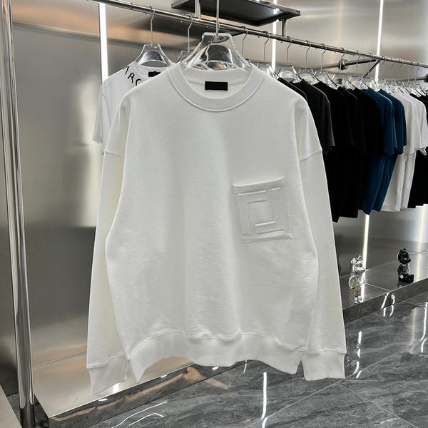 

23ss designer men's round neck pullover spring and autumn fashion men's and women's letter printing pocket decoration couple, Black