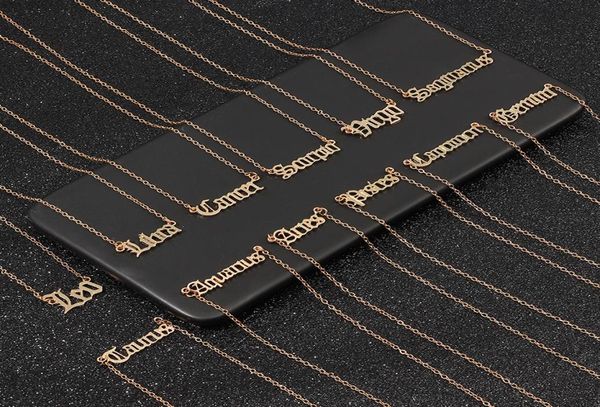 

vintage zodiac letter necklaces for women personalized 12s choker fashion jewelry gift lx03073525637, Silver