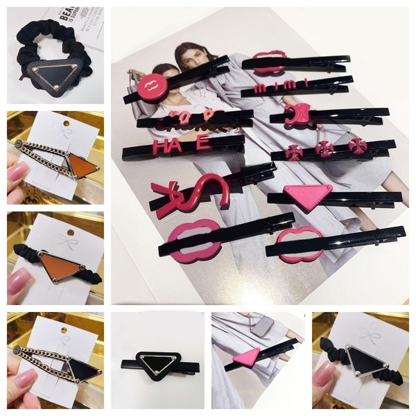 

famous women designer brand letter triangle mark hair clips luxury duckbill barrettes hairpin charm hairclips christmas hairs accessories, Golden;silver
