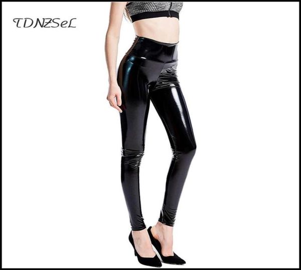 

women high waist seamless legging black latex stretch faux leather pants pencil office lady skinny trousers autumn custom wom6099984, Black;white