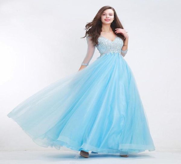 

new style ball gown baby blue tulle dress evening fashion ladies elegant style beaded bodice evening gown31253849886907, Black;red