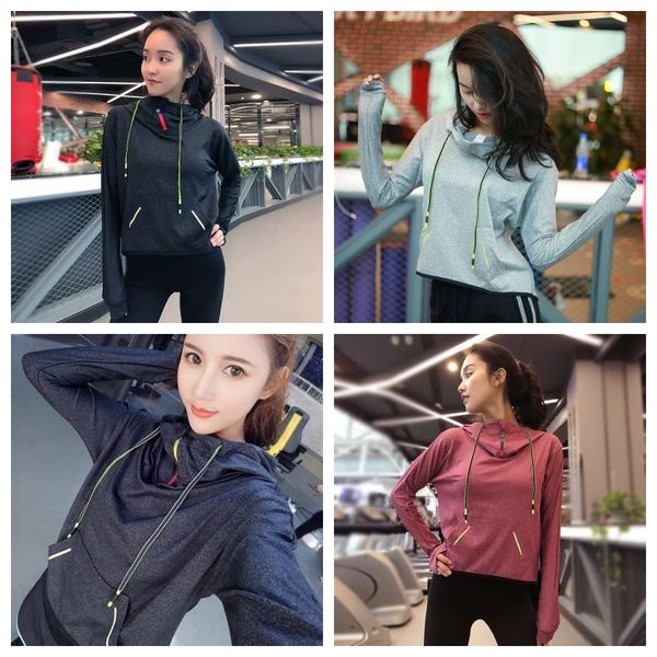 

loose casual slimming sports coat breathable quick-drying hooded fitness training clothes online celebrity fashion yoga clothes., White;red