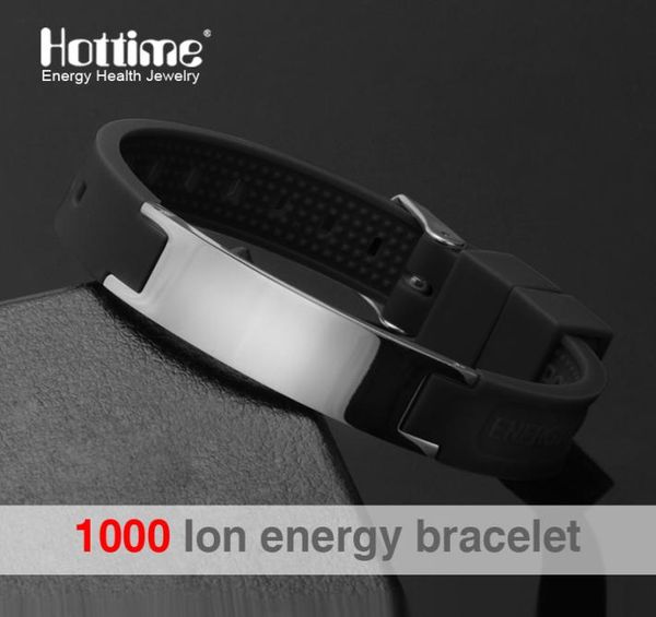 

black colour power silicone wristband 4 in 1 bio elelents energy magnetic bracelet for men wrist band keep balance bracelets9621574, Golden;silver