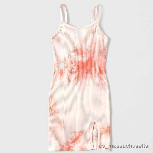 

family matching outfits mommy and daughters matching clothes family matching outfits sleeveless tie dye mother kids girls baby romper dress, Blue