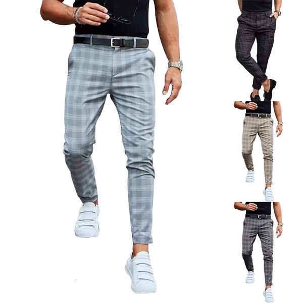 

mens pants summer cross border foreign trade wear european and american casual plaid printing mid waist suits micro elast 230809, Black