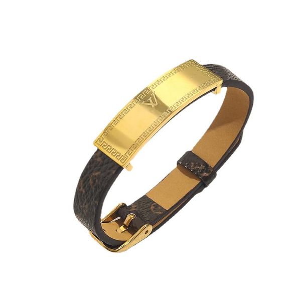 

new style fashion bracelets women bangle designer jewelry faux leather 18k gold plated stainless steel bracelet womens wedding gif4524059, Black