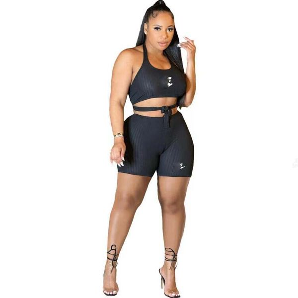 

women's two piece pants knitted short set sleeveless knit vest girl elastic waist tracksuits sweat suit, Gray