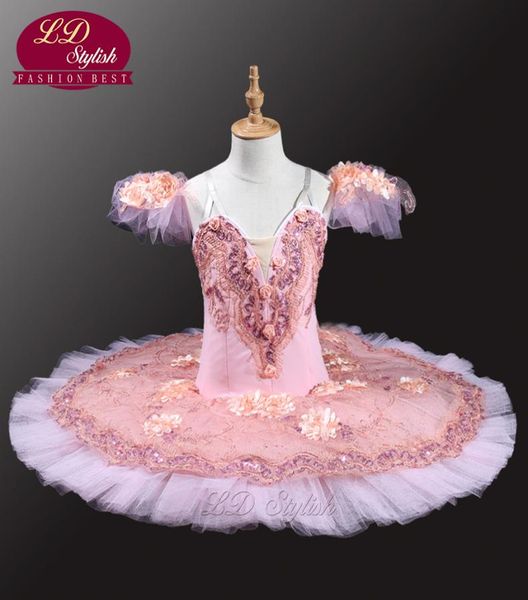 

pink peach professional ballet tutus pancake tutu women classical ballet tutu with flowers ld0037 stage dancewear costomes2979544, Black;red