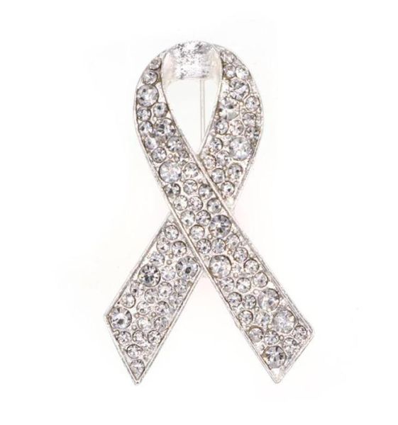 

rhinestone crystal pink ribbon brooches official breast cancer awareness lapel pin brooch for women71062665194040, Gray
