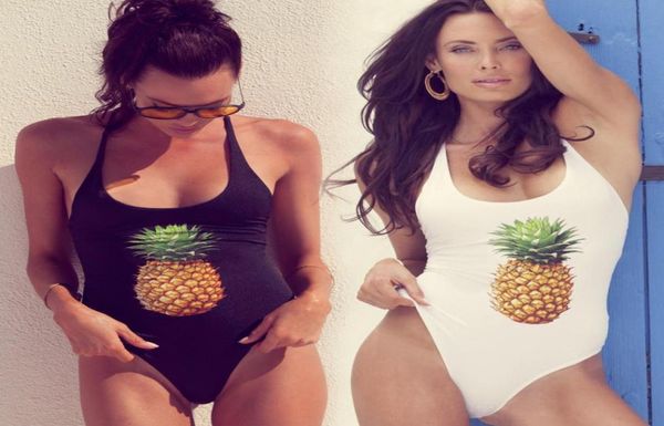 

pineapple swimsuit one piece swimwear white bathing suits high cut swimsuits retro vikinis print bodysuits woman mayo swim suit6316069, White;black