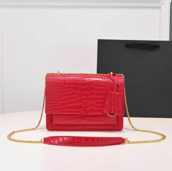 

women bag sunset handbag fashion crossbody genuine leather crocodile pattern chain shoulder bags messenger clutch cross designer handbag