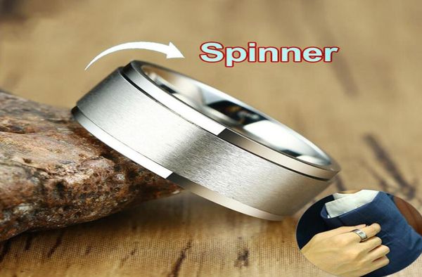 

68mm spinner punk ring for men stress release accessory classic stainless steel wedding band casual sport jewelry1403422, Silver
