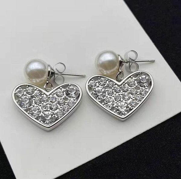 

fashion silver letters ear studs letters love heart pearl earrings aretes for women party wedding lovers gift engagement jewelry w1937840, Golden;silver
