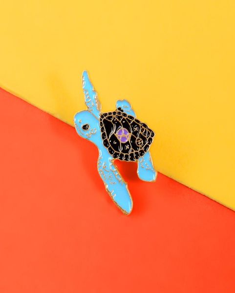 

cartoon little turtle alloy brooch enamel pins children039s jewelry goldplated cute crawling blue tortoise paint badge shirt b9837043, Gray