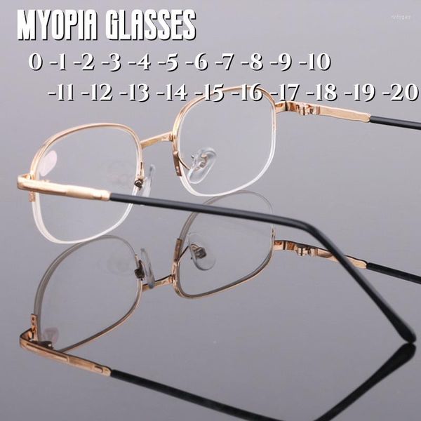 

sunglasses -100-2000 rectangle pochromic myopia glasses for men sier gold metal frame anti blue light uv finish nearsighted -143, White;black