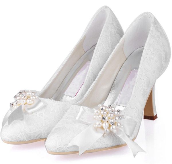 

2019 elegant white ivory lace wedding shoes with pearls 9cm stiletto heels pointed toe women prom party evening dress wedding brid7338419, Black