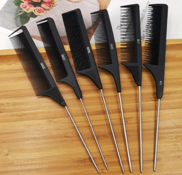 

professional hair tail comb plastic steel needle iron point salon cut combs styling stainless spiked5783030, Silver