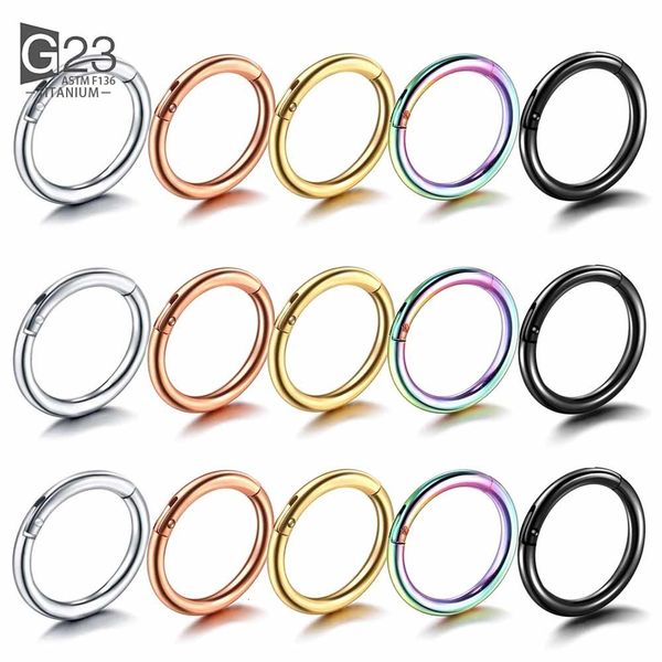 

labret lip piercing jewelry 50pcs100pcs g23 nose hinged segment hoop ring for women men septum clicker ear helix earring 230809, Black