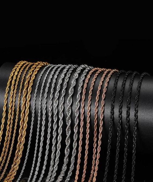 

stainless steel rope chain necklace tennis for men women gift jewelry accessories whole7768310, Black