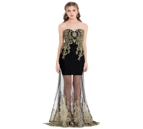 

angelfashions women strapless embroidery lace sheer illusion column maxi party dresses prom gowns for women 18978373183044005, Black