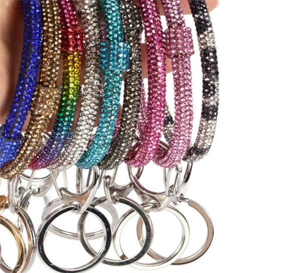 

silicone rhinestone keychain bracelets women bling crystal bangle key ring wristband big o bracelet chains circle car keychains sa9151201, Red;brown