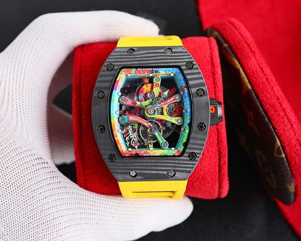 

rm68-01 real tourbillon watch fantasic superb men wrist watches 9tck high-end quality mechanical uhr all ti/carbon fiber case montre richar, Slivery;brown