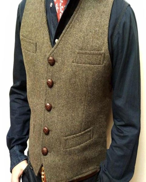

2019 wedding groom vests wool single breasted herringbone tweed vests groomsmen vest mens suit vest prom waistcoat custom made3064765, Black