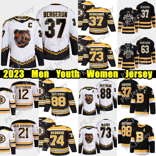 

#88 david pastrnak reverse retro hockey jersey #37 patrice bergeron charlie mcavoy jake debrusk kevin shattenkirk a.j. greer brad marchand l, Black;red