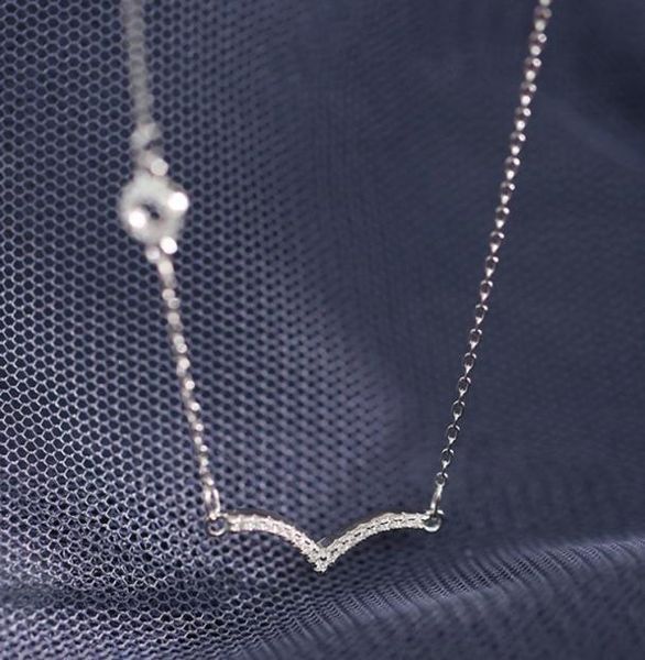 

925 silver sunset seagull simple line arc circle geometry flash diamond plated white gold neckle collarbone chain female q01278592175