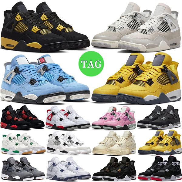 

frozen moments 4 4s basketball shoes military black cats pine green midnight navy university blue bred sail mens trainers outdoor sports sne, White;red