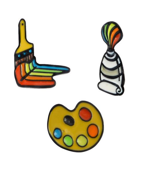 

cute small funny painting tools enamel brooches pins for women christmas demin shirt decor brooch pin metal kawaii badge fashion j3007223, Gray