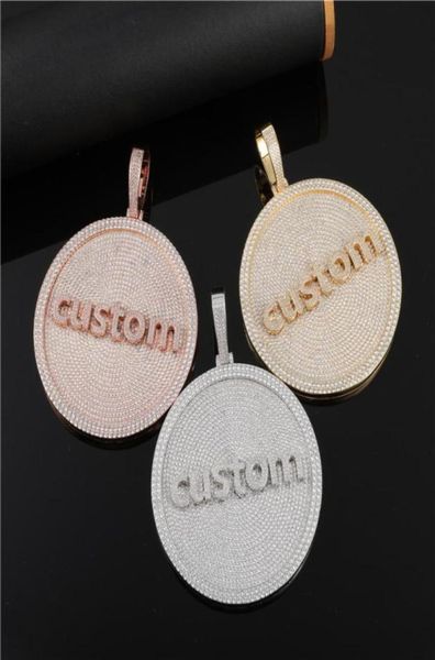 

gold plated full bling cz diamond round custom name letter pendant necklace for mens hip hop bling jewelry gift1461073106357, Silver